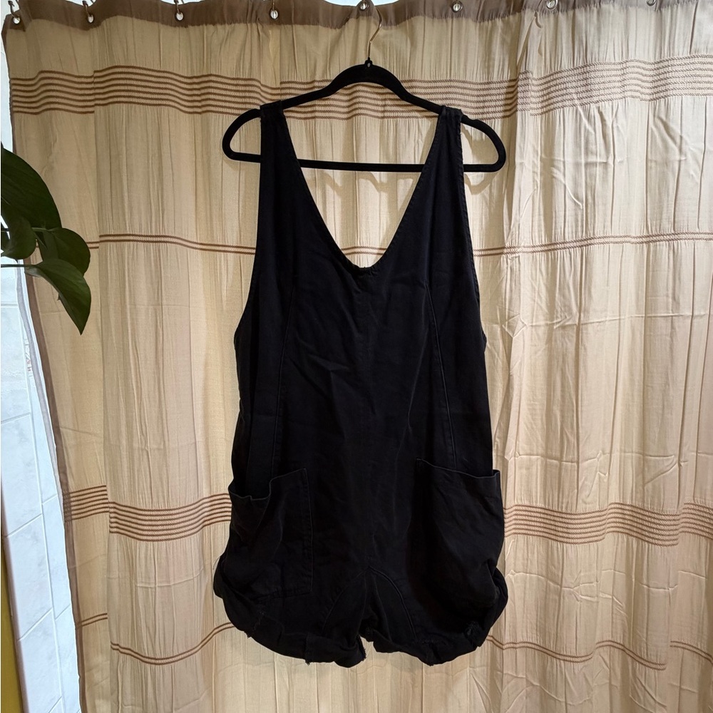 Free People High Roller Short Denim Overalls - Picture 2 of 4
